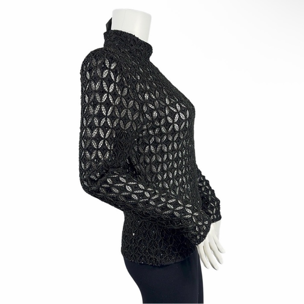 NEW Retrofete $495 Mika Top in Black Beaded Lace Sequin, Small - Picture 15 of 17